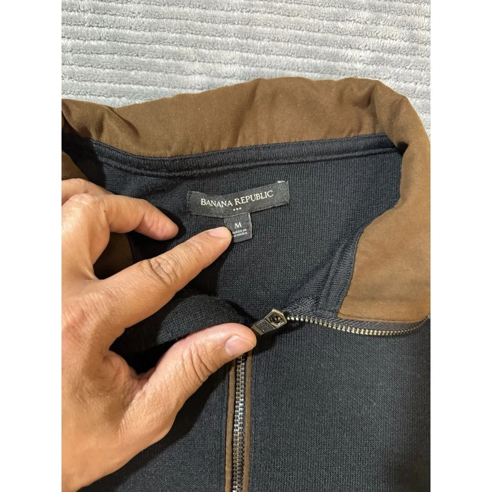 Banana‎ Republic 1/4 Zip Pullover Size M Black And Brown Collar